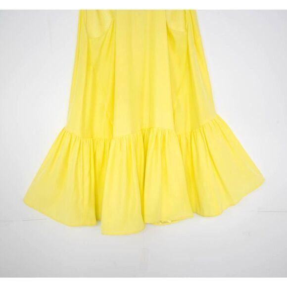 NEW Cinq à‎ Sept Janet 100% Silk V-Neck Ruffle Hem Top, Yellow, M - Picture 7 of 13